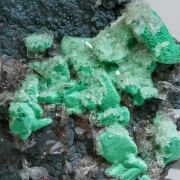 Malachite after Azurite with Baryte and Goethite