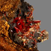 Crocoite on Goethite
