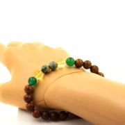 Chrysocolla from Namibia + Citrine + Green Agate + wood Bracelet 8 mm Beads.