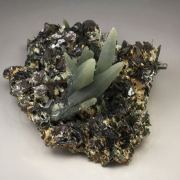 QUARTZ var. PRASE, HEMATITE var. IRON ROSE