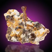 Stilbite  with Albite & Smoky Quartz