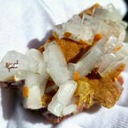 Barite with Realgar on Orpiment