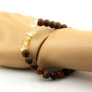 Citrine from Brazil + wood Bracelet 8 mm Beads.