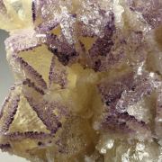 new find - FLUORITE incrustations on skeletal CALCITE, GYPSUM - fluorescent