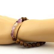Auralite from Canada + wood Bracelet 8 mm Beads.
