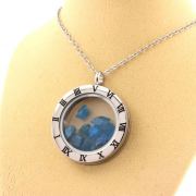 Raw neon blue Apatite necklace.