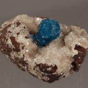 Cavansite with Stilbite on Heulandite.