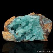 Quartz on Chrysocolla on Calcite