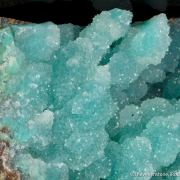 Quartz on Chrysocolla on Calcite