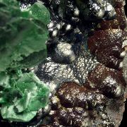 Malachite pseudomorph after azurite, goethite 
