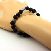 Blue Kyanite from Brazil + Lava Bracelet 8 mm Beads.