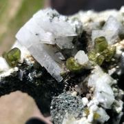 Titanite ( Sphene ) on Adularia with Tourmaline