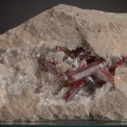 Cinnabar -elongated crystals with Dolomite, Quartz