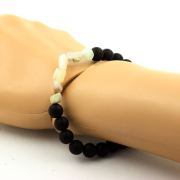 Multicolor Opal from Australia + Matte black Onyx Bracelet 8 mm Beads.