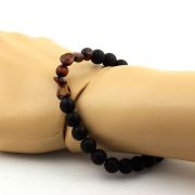 Red tiger's eye from Brazil + Matte black Onyx Bracelet 8 mm Beads.