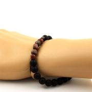 Rhodochrosite from Brazil + Matte Black Onyx Bracelet 8 mm Beads.