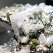 Titanite ( Sphene ) on Adularia with Tourmaline