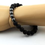 Lava + Hematite Bracelet 8 mm Beads.