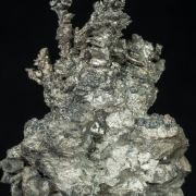 Allargentum after Dyscrasite with Sphalerite, Pyrargyrite and Schachnerite on Calcite
