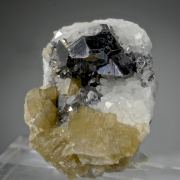 Bournonite with Siderite on Quartz - classic German