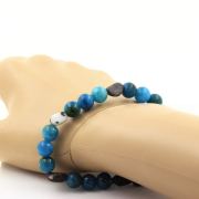 Zebra Jasper from Brazil + Apatite 8 mm beads Bracelet.