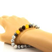 Ruby from Mogok, Burma, Myanmar + Yellow Agate + Hematite + Howlite Bracelet 8 mm Beads.