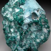 Shattuckite over Dioptase over Calcite