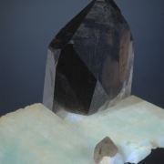 Smoky Quartz on Microcline (Amazonite)