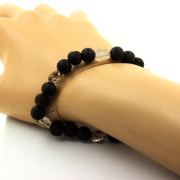 Super Seven (Melody's Stone) from Brazil + Lava Bracelet 8 mm Beads.