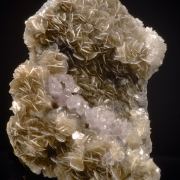 Apatite (Fluorapatite) on Muscovite with Calcite