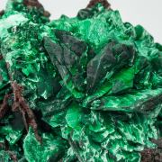 Malachite after Azurite on Goethite