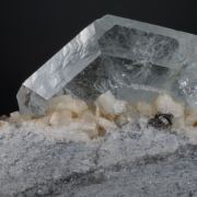 Beryl var Aquamarine on Albite