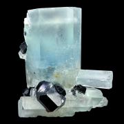 Beryl var. aquamarine, tourmaline