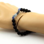 Blue Kyanite from Brazil + Matte Black Onyx Bracelet 8 mm Beads.