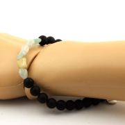 Beryl Morganite from Brazil + Matte Black Onyx Bracelet 8 mm Beads.