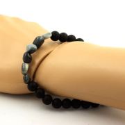 Hawk's Eye from South Africa + Matte Black Onyx Bracelet 8 mm Beads.