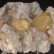 Calcite -Pineapple habit, on Quartz with Fluorite and Dolomite
