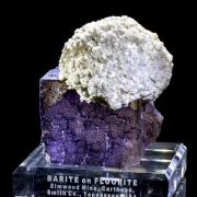 Huge Elmwood Barite Ball on Fluorite