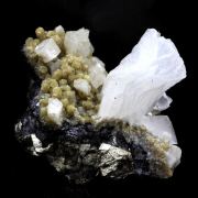 Calcite, Pyrite, Sphalerite, Siderite.