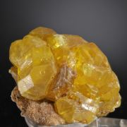 Sulphur (native crystals on Aragonite)