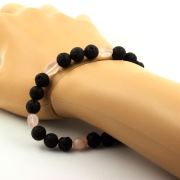 Rose Quartz from Brazil + Lava Bracelet 8 mm Beads.