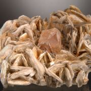 Fluorite (Pink- Orange Octahedral) on Muscovite