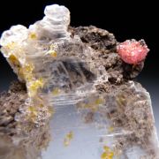 Shigaite in Selenite, Rhodochrosite
