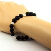 Moonstone from India + Lava Bracelet 8 mm Beads.