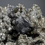 Stannite with Zinkenite on Pyrite