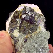 Fluorite (fl) on Fluorite (fl), with Galena and Marcasite