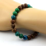 Wood + Chrysocolla Bracelet 8 mm Beads.