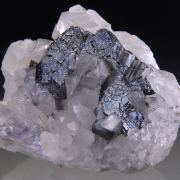 Bournonite on Quartz and Fluorite