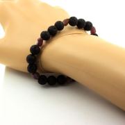 Rubellite Tourmaline from Brazil + Lava Bracelet 8 mm Beads.