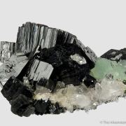 Babingtonite and Prehnite on Quartz